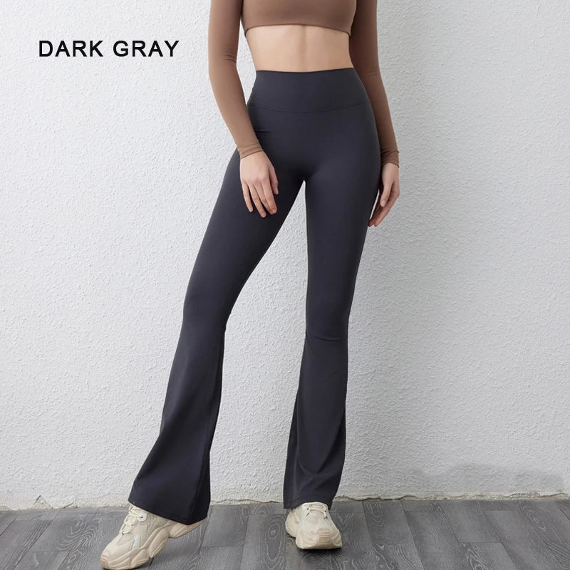 High waisted hip lifting tight pants wide leg