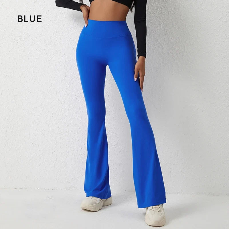 High waisted hip lifting tight pants wide leg