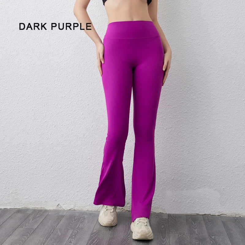 High waisted hip lifting tight pants wide leg