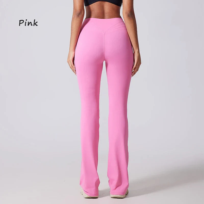 High waisted yoga fitness flared yoga wide leg pants