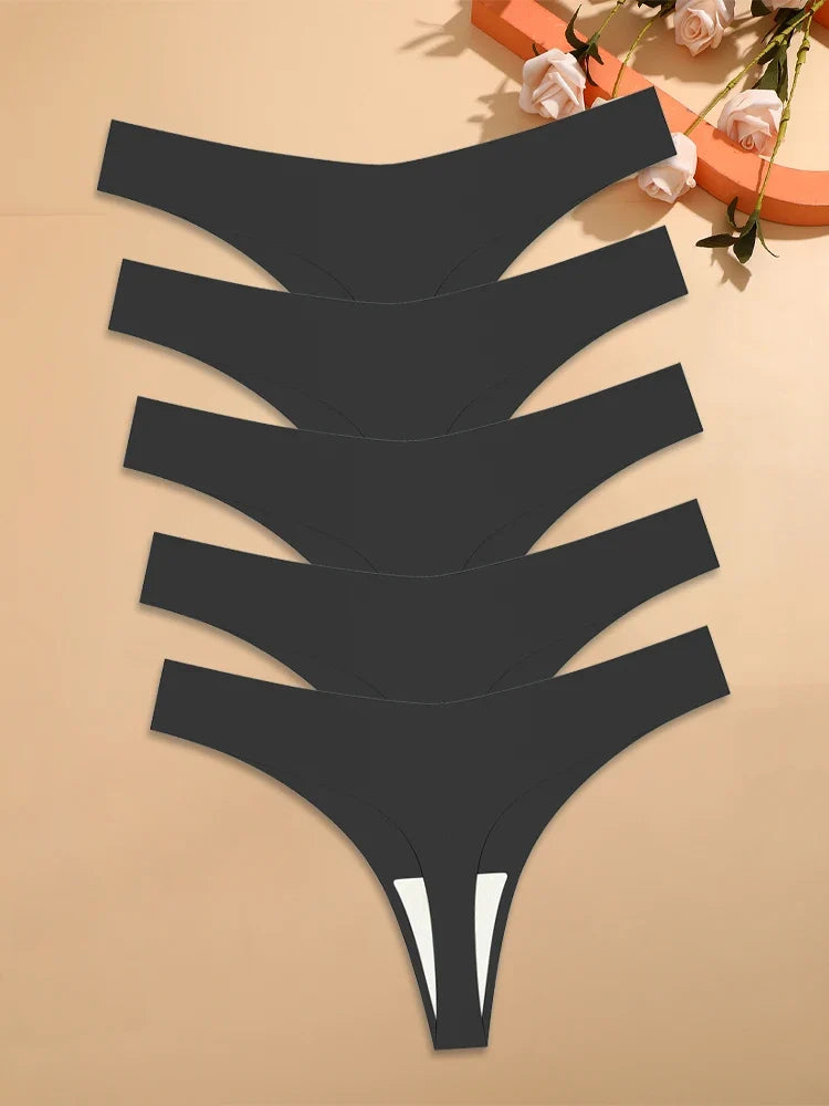 5Pcs Ice Silk Seamless Thongs