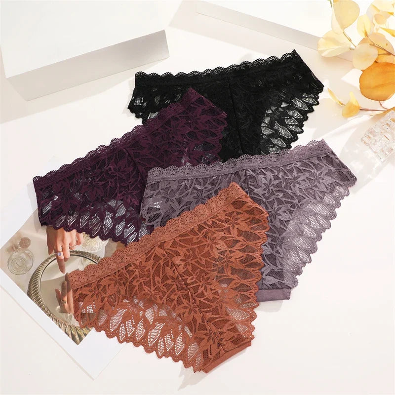 3Pcs Lace Hollow Out Underwear