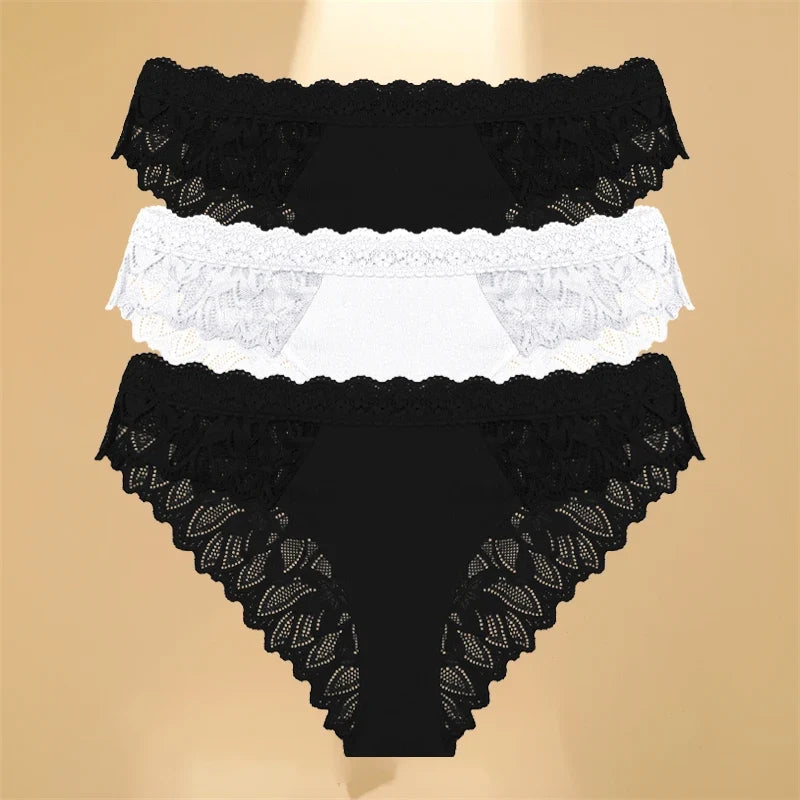 3Pcs Lace Hollow Out Underwear