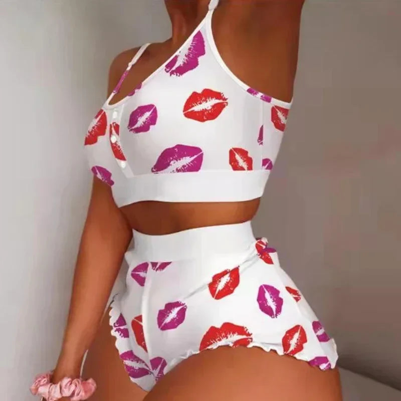 2-Piece Pajama Set Sleepwear Sexy Lingerie