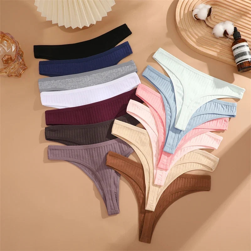 7PCS Cotton Striped Thongs