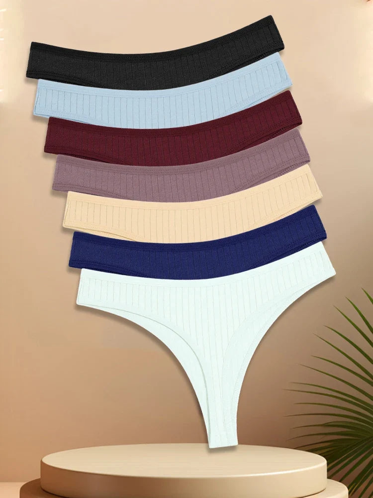 7PCS Cotton Striped Thongs
