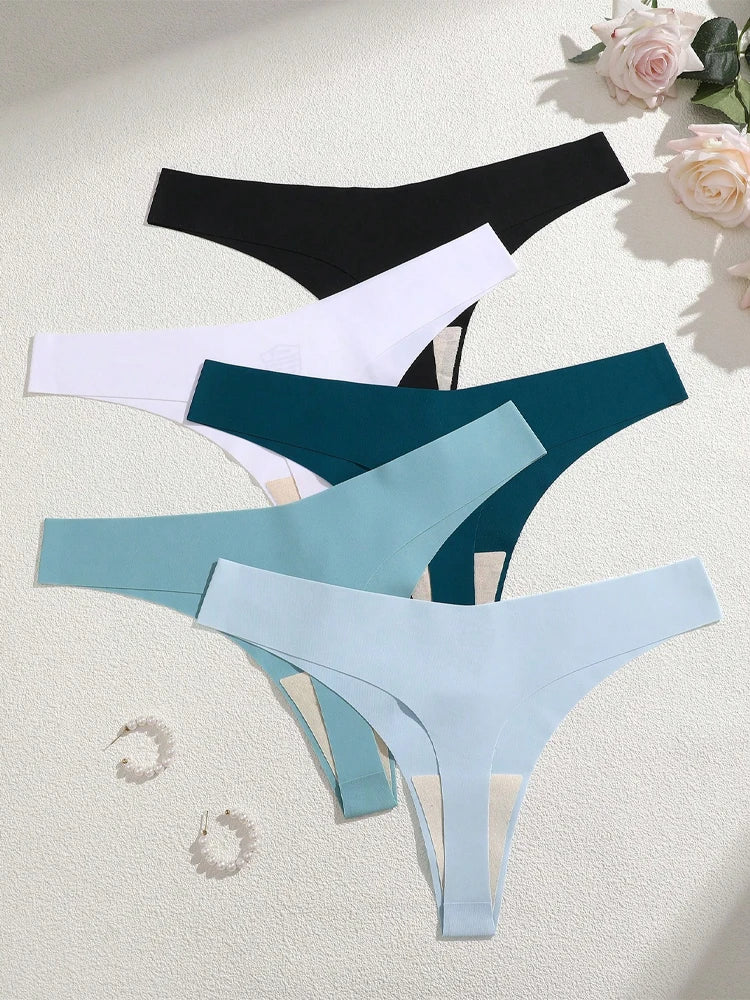 5Pcs Ice Silk Seamless Thongs