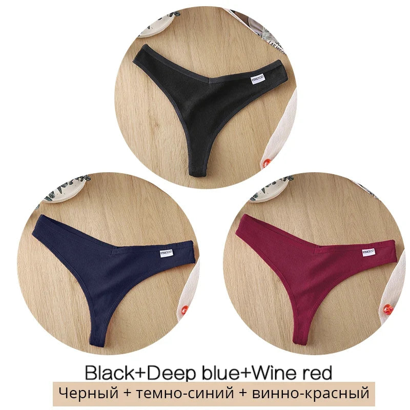 3Pcs/Set Cotton Thongs Sexy Brazilian Lingerie