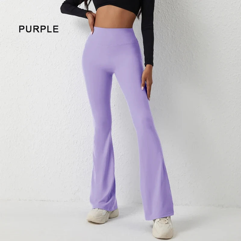 High waisted hip lifting tight pants wide leg