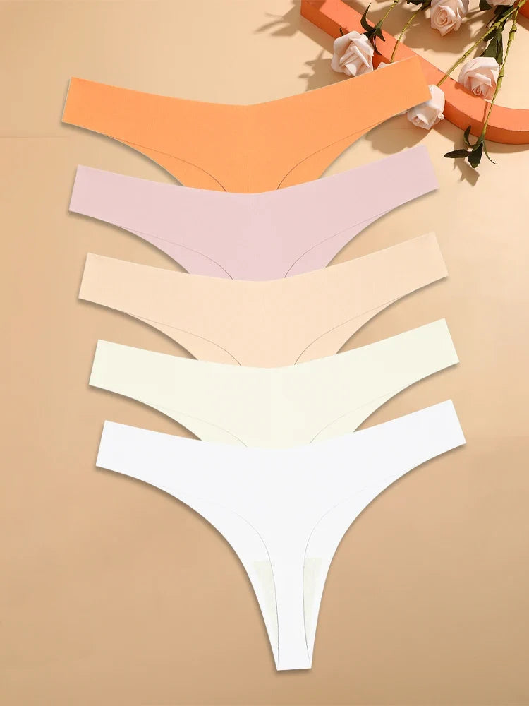 5Pcs Ice Silk Seamless Thongs