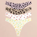 4Pcs Ultra Soft Sexy Graphic Print Seamless Thongs