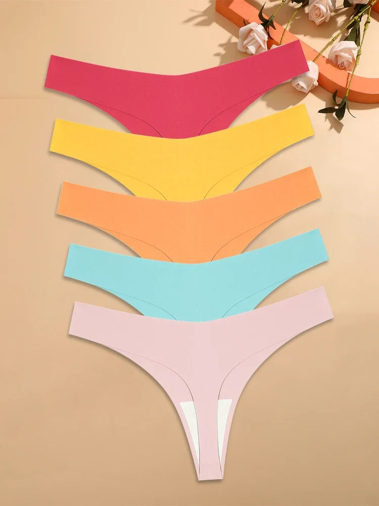 5Pcs Ice Silk Seamless Thongs