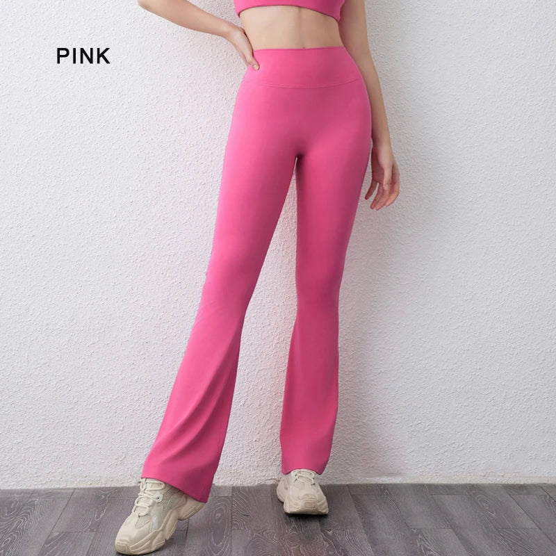 High waisted hip lifting tight pants wide leg