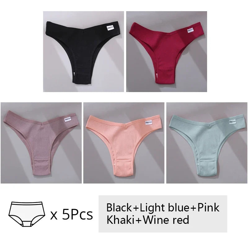 5Pcs/Set Women Cotton Brazilian Panties