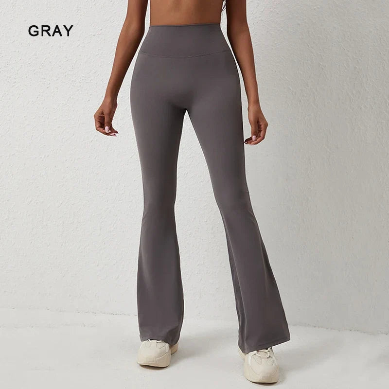 High waisted hip lifting tight pants wide leg