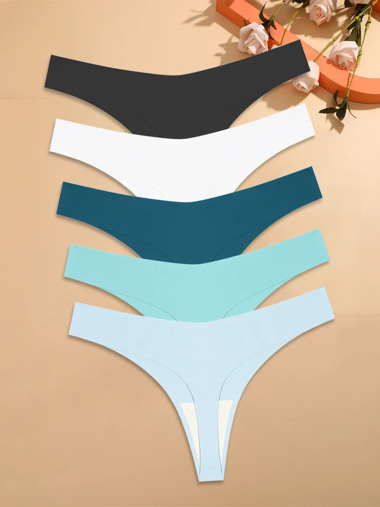 5Pcs Ice Silk Seamless Thongs