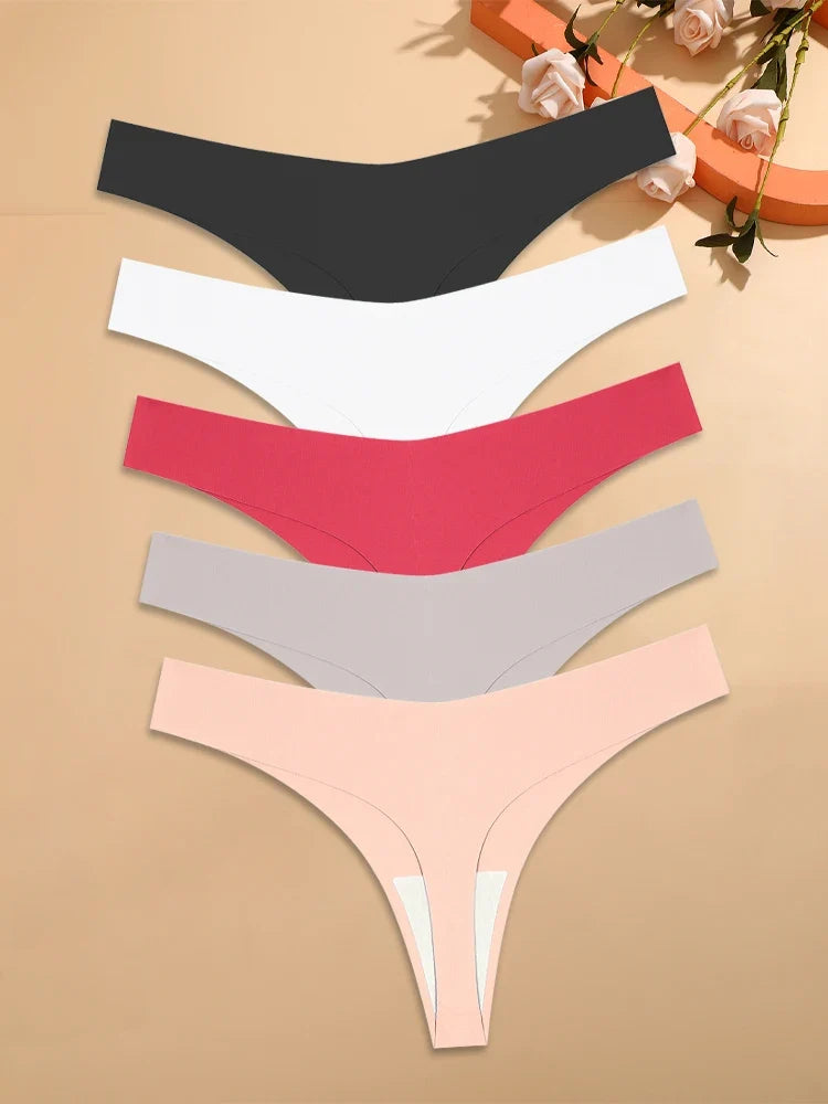 5Pcs Ice Silk Seamless Thongs