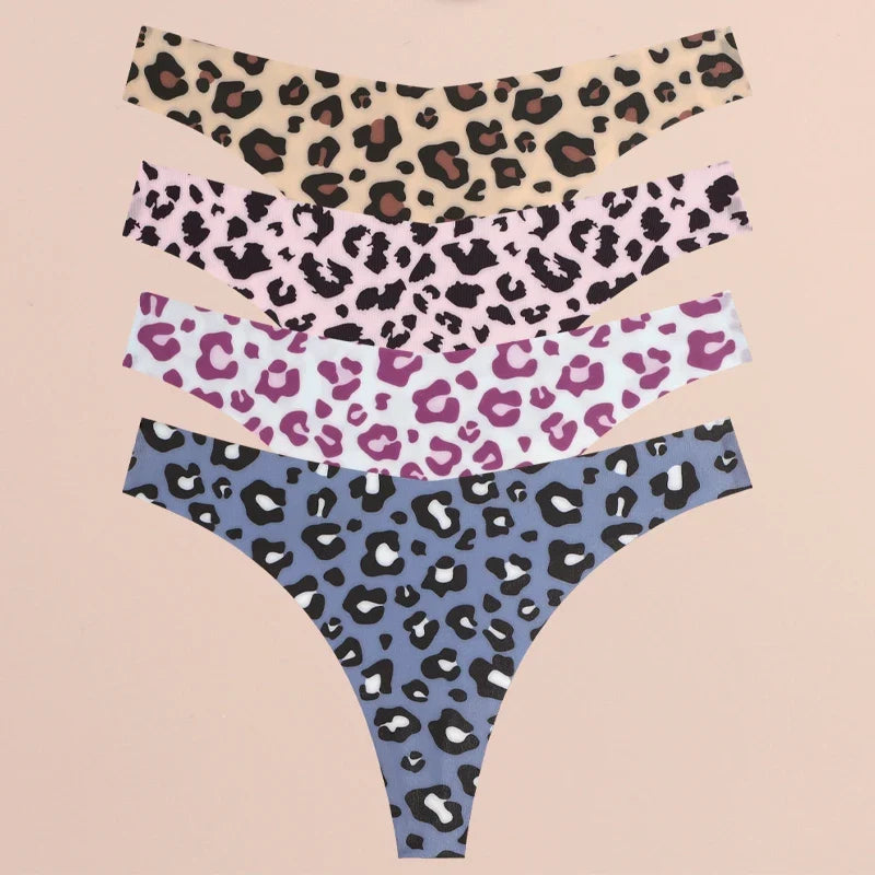 4Pcs Ultra Soft Sexy Graphic Print Seamless Thongs