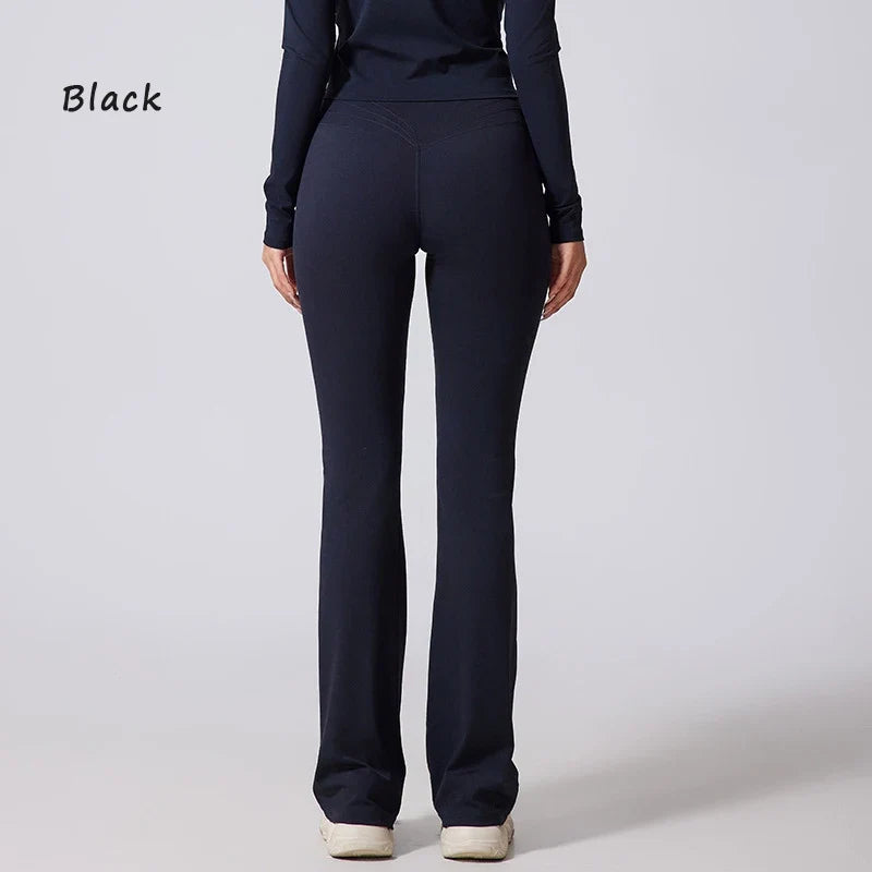 High waisted yoga fitness flared yoga wide leg pants