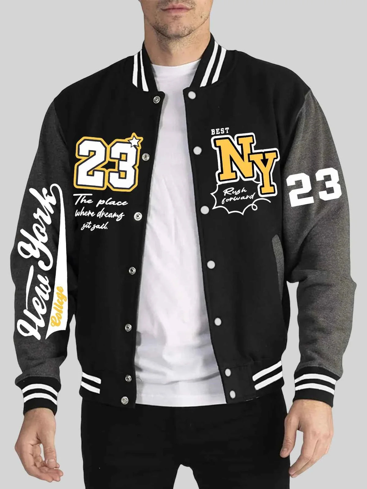 New York Art Letter 23 Print Man Jacket Autumn Winter Baseball Jersey Warm Trendy Jacket Fashion Street Top