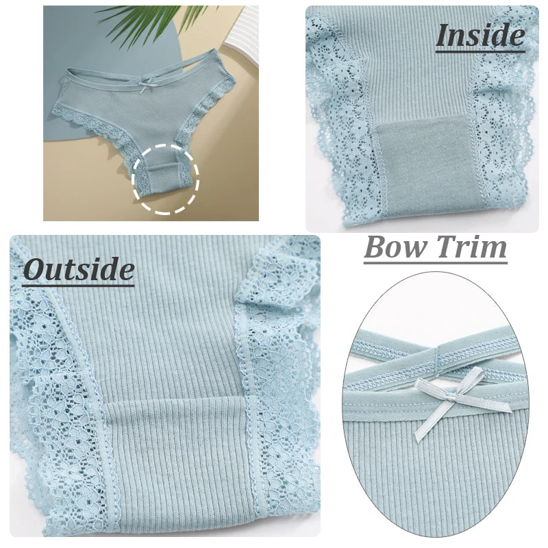 3PCS/Set Cotton Sexy Lace Brazilian Panties