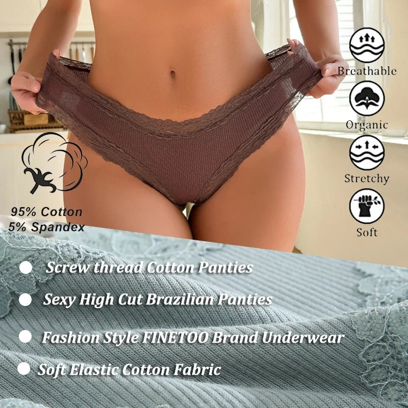 5PCS/Set Women Lace Seamless Cotton Panties