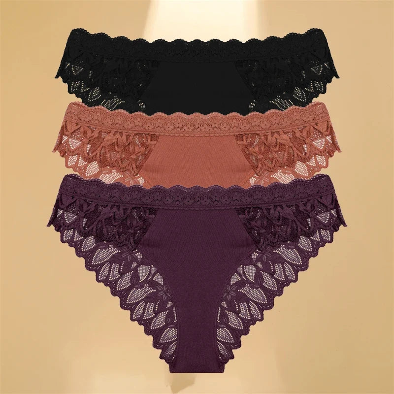 3Pcs Lace Hollow Out Underwear