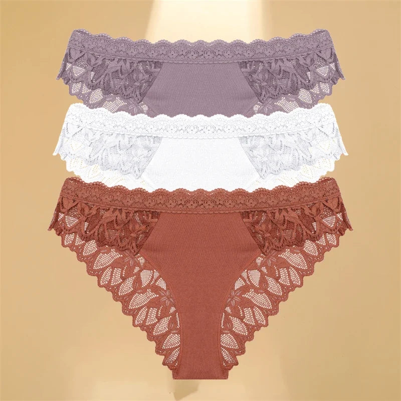 3Pcs Lace Hollow Out Underwear