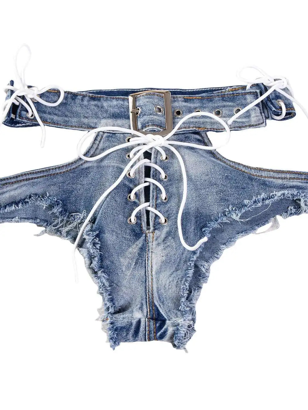 Sexy Hollow Out Women Denim Shorts Hole Bandage Night Club Pole Dance Hot Jeans Lace-Up Shorts