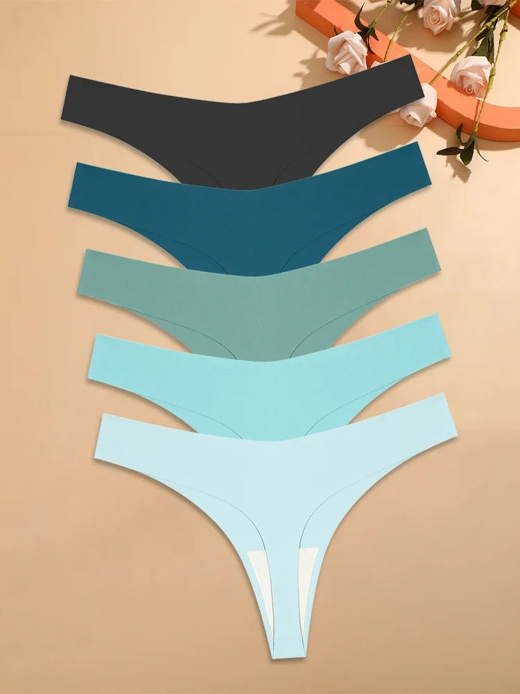 5Pcs Ice Silk Seamless Thongs