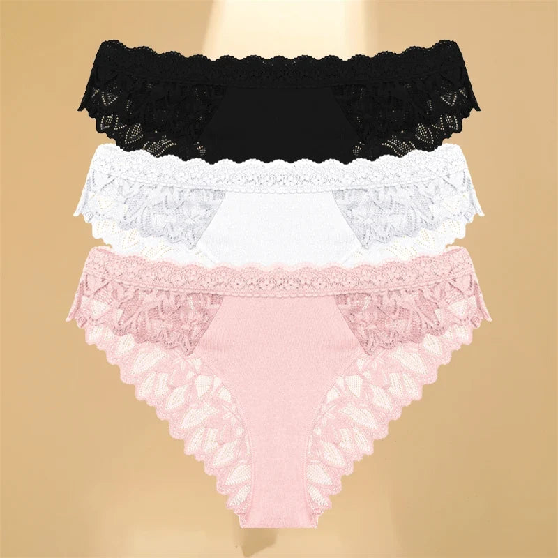 3Pcs Lace Hollow Out Underwear