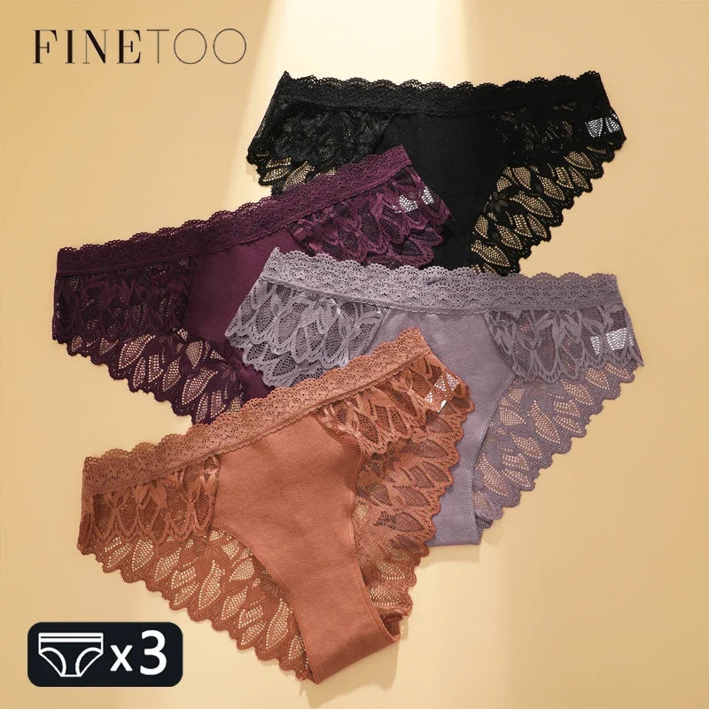 3Pcs Lace Hollow Out Underwear