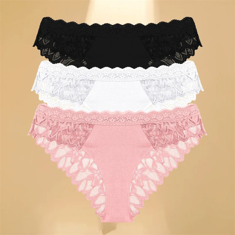 3Pcs Lace Hollow Out Underwear