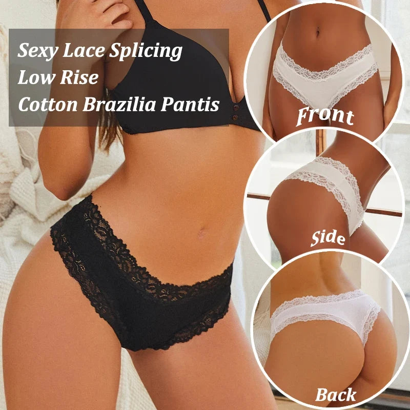 5PCS/Set Women Lace Seamless Cotton Panties