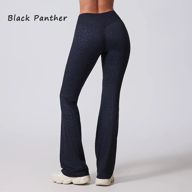 High waisted yoga fitness flared yoga wide leg pants