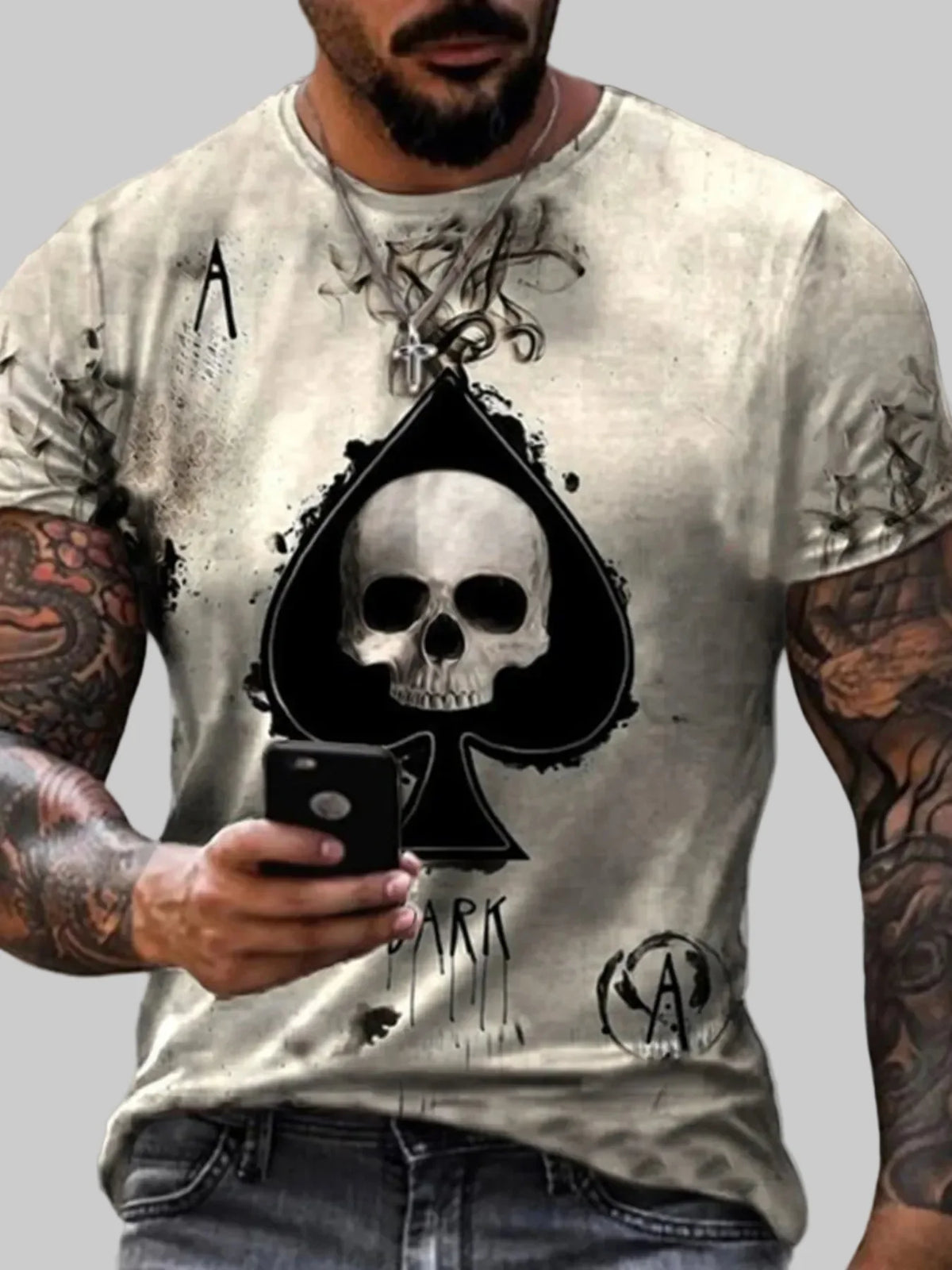 Plus Size Skull Ace of Spades Graphic T-Shirt
