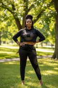 Nubian Luxe Joggers – Black & Gold for Women