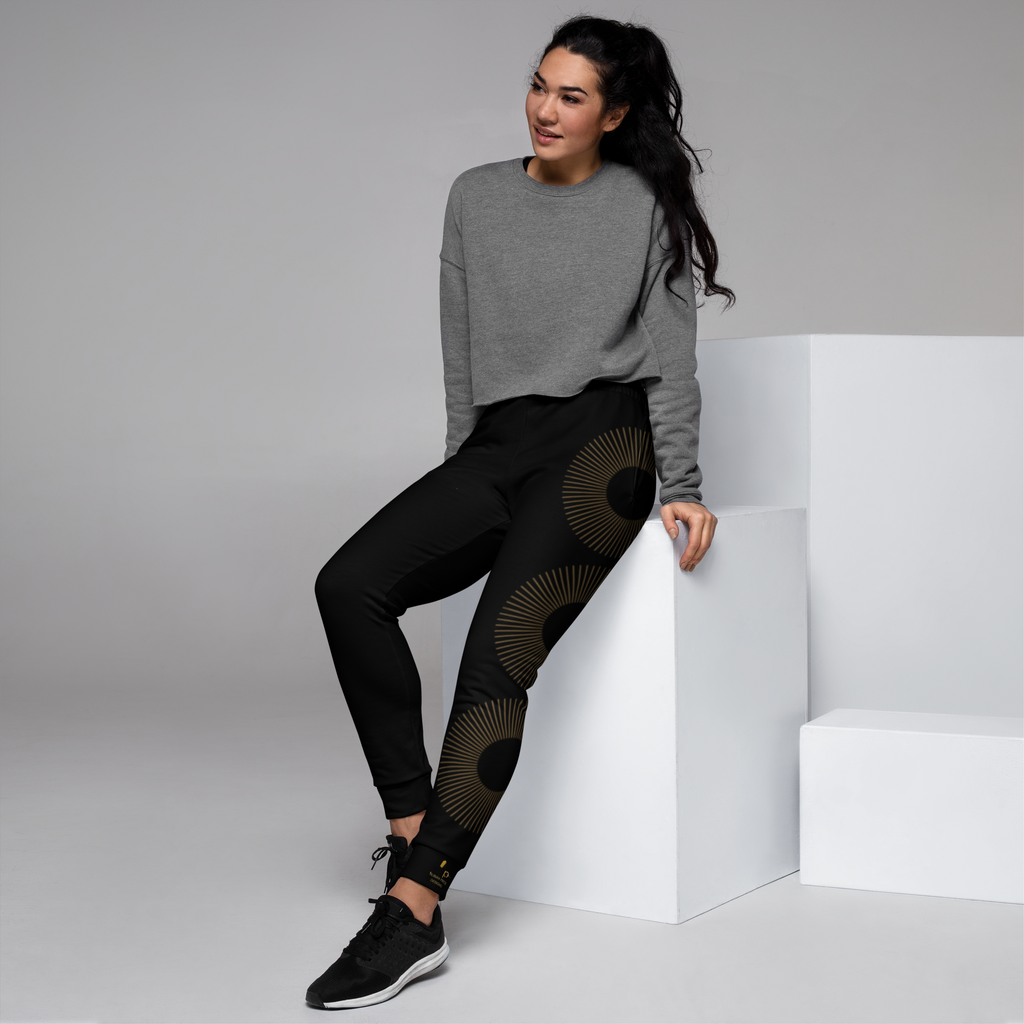Nubian Luxe Joggers – Black & Gold for Women