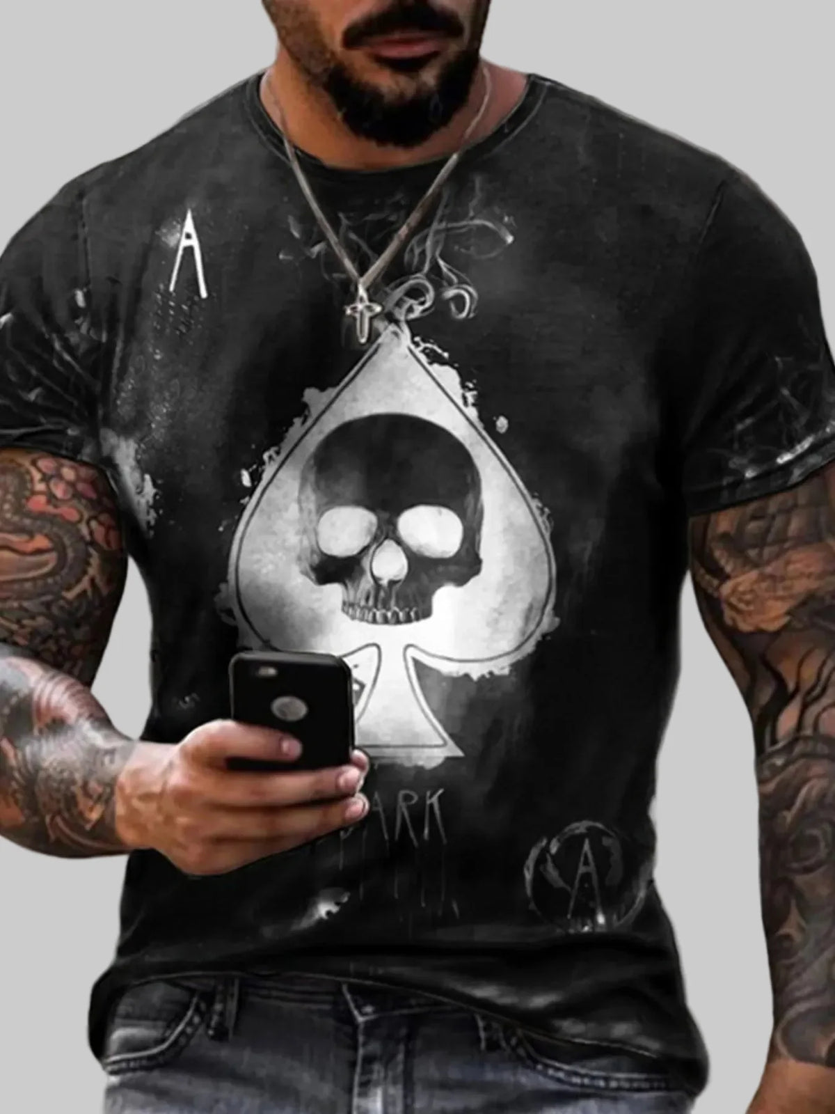 Plus Size Skull Ace of Spades Graphic T-Shirt