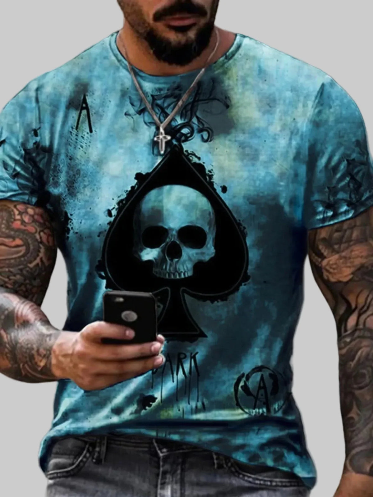 Plus Size Skull Ace of Spades Graphic T-Shirt