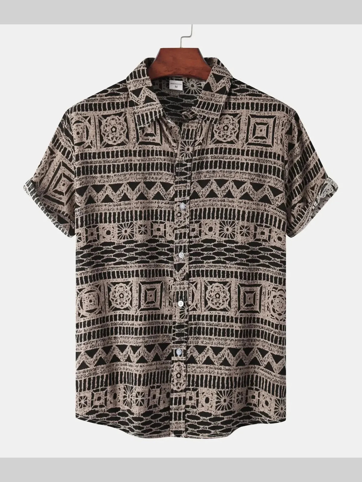 Printed Button Up Short Sleeve Shirt