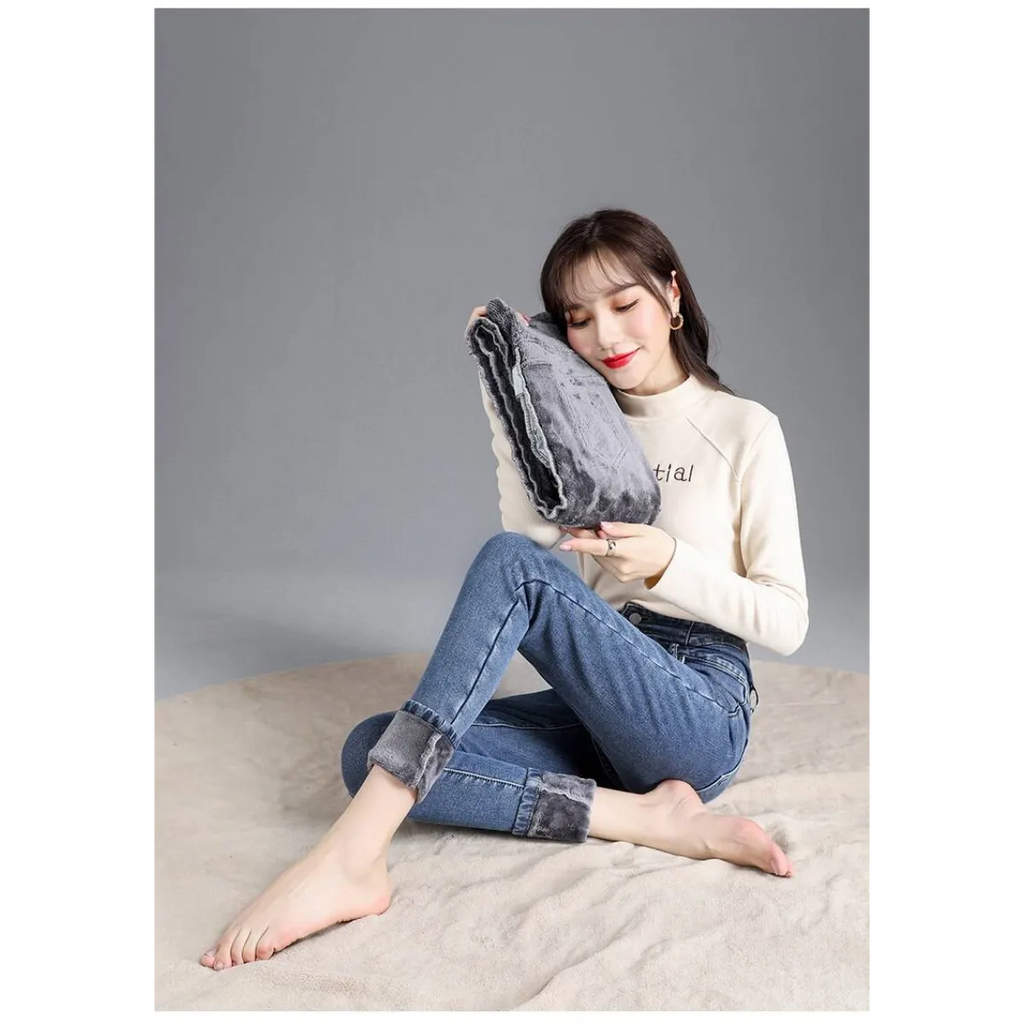 Thick Fleece High-waist Skinny Jeans