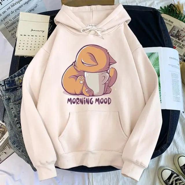 New Hoody Cat Cartoon Print