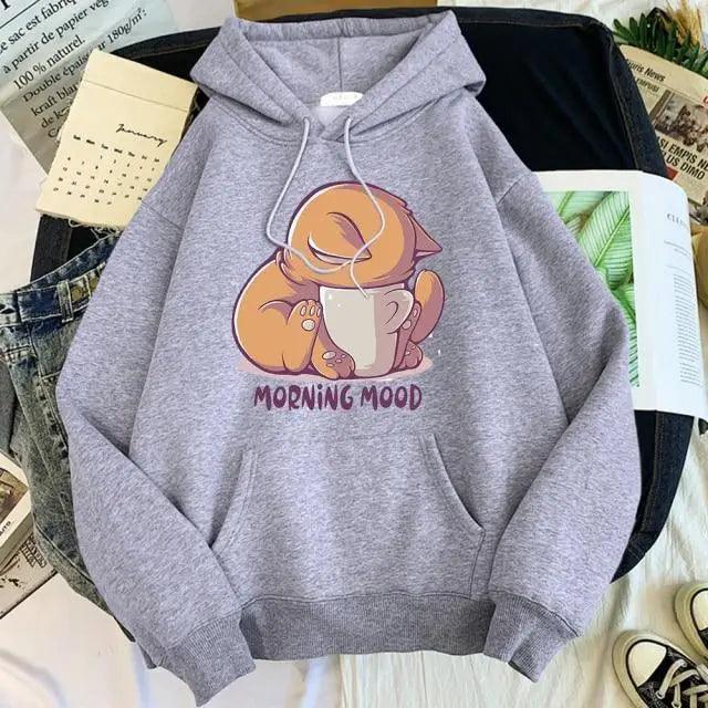 New Hoody Cat Cartoon Print