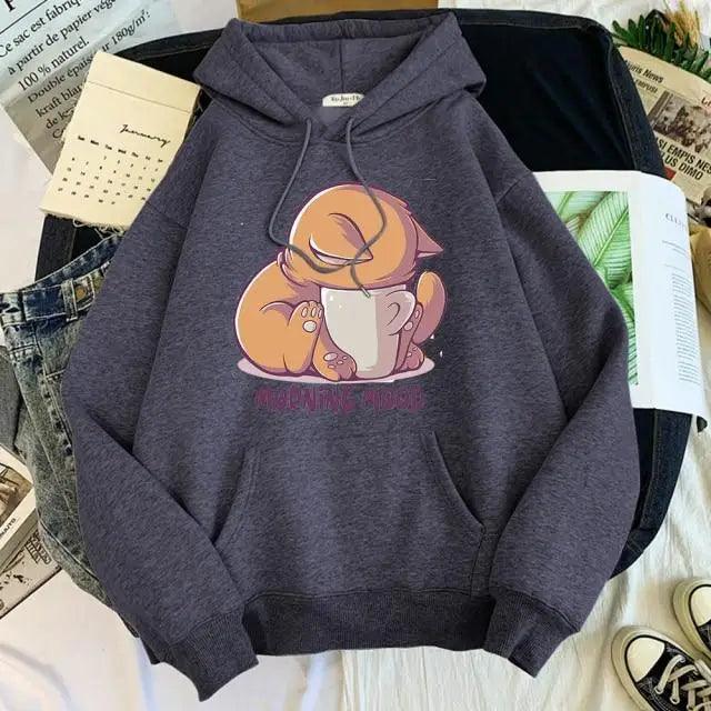 New Hoody Cat Cartoon Print