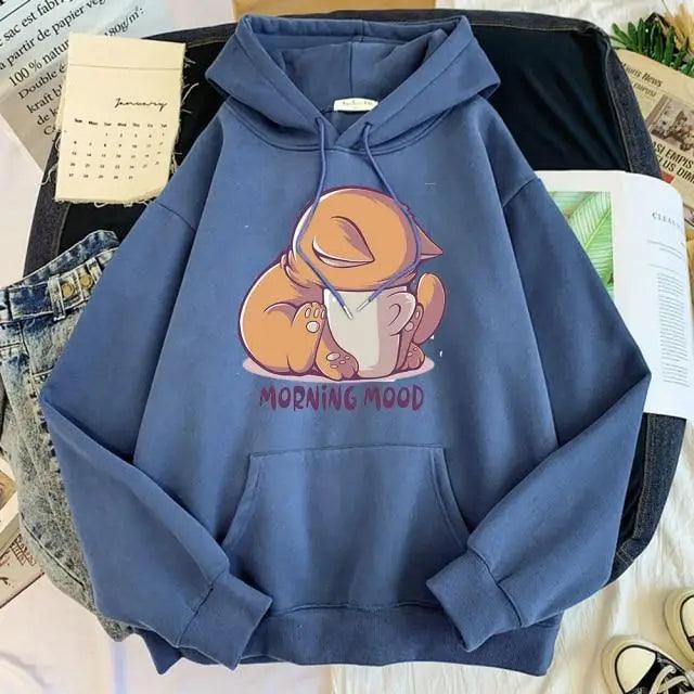 New Hoody Cat Cartoon Print