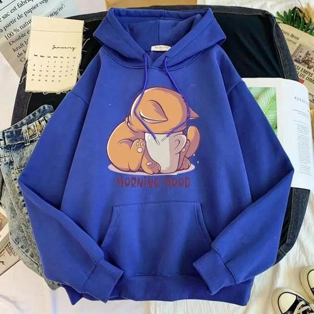 New Hoody Cat Cartoon Print