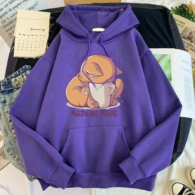 New Hoody Cat Cartoon Print