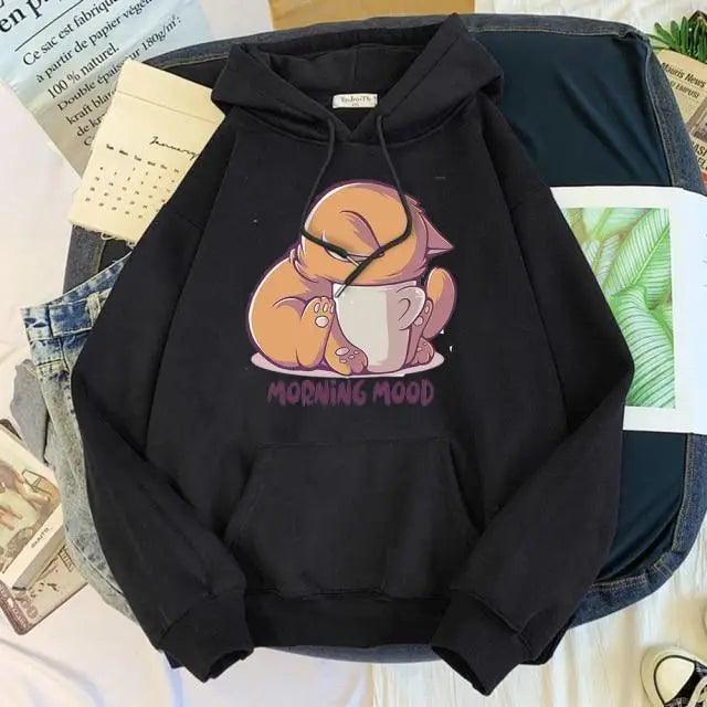New Hoody Cat Cartoon Print