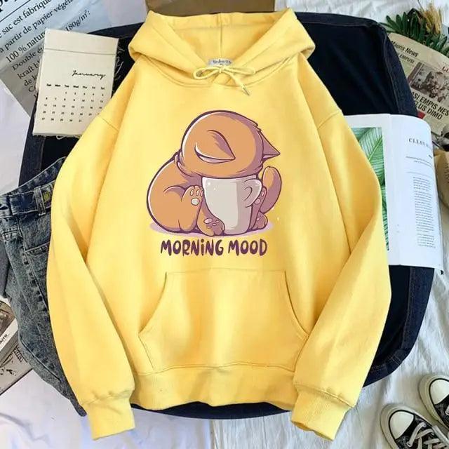 New Hoody Cat Cartoon Print